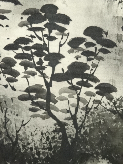 道具 ] - 道具 秀峰筆 水墨山水 肉筆絹本掛軸（保護箱） | ネット